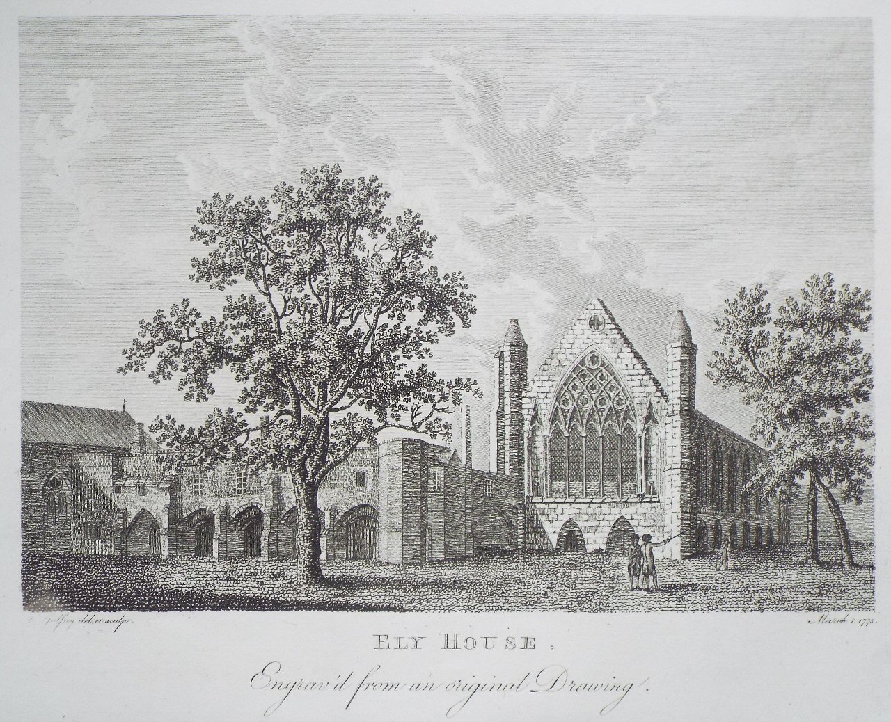 Print - Ely House. Engraved from an original Drawing. - Godfrey